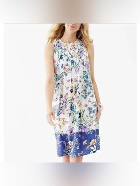 NWT J. Jill Women’s White Blooming Floral Print Sleeveless Dress Size S
